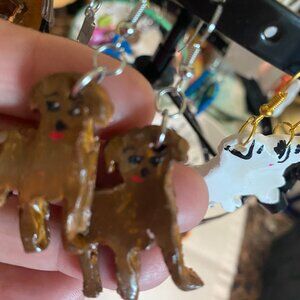 Handpainted and crafted clay dangling earrings